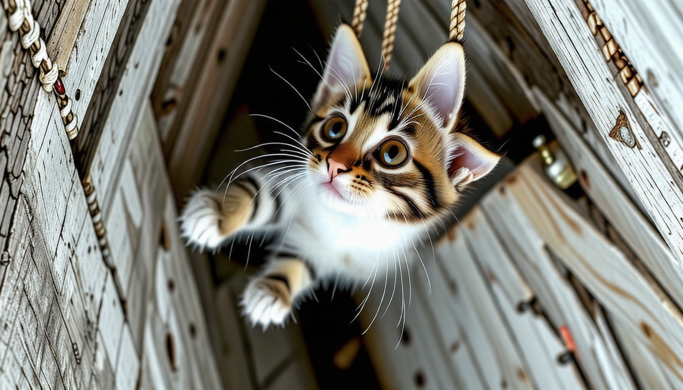 découvrez le sauvetage incroyable du chaton suspendu au-dessus du vide, capturé en vidéo. apprenez comment il a survécu à cette situation périlleuse.