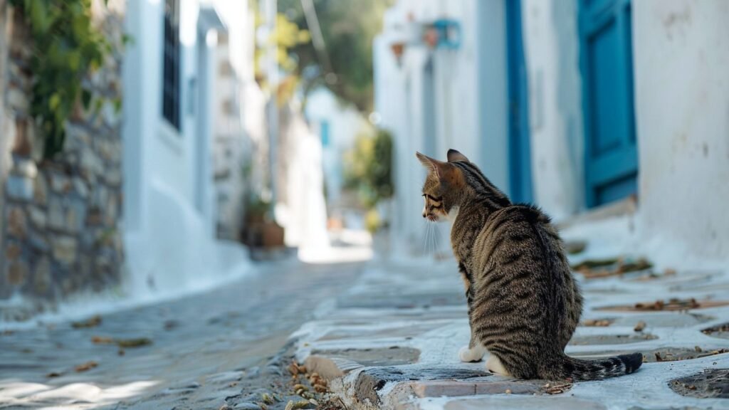 Le chat Aegean : Les bleus et blancs de la Grèce en fourrure