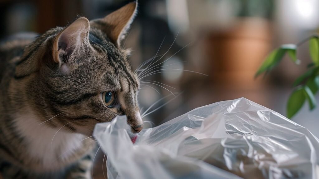 Pourquoi mon chat mâche-t-il du plastique ? Dangers et solutions